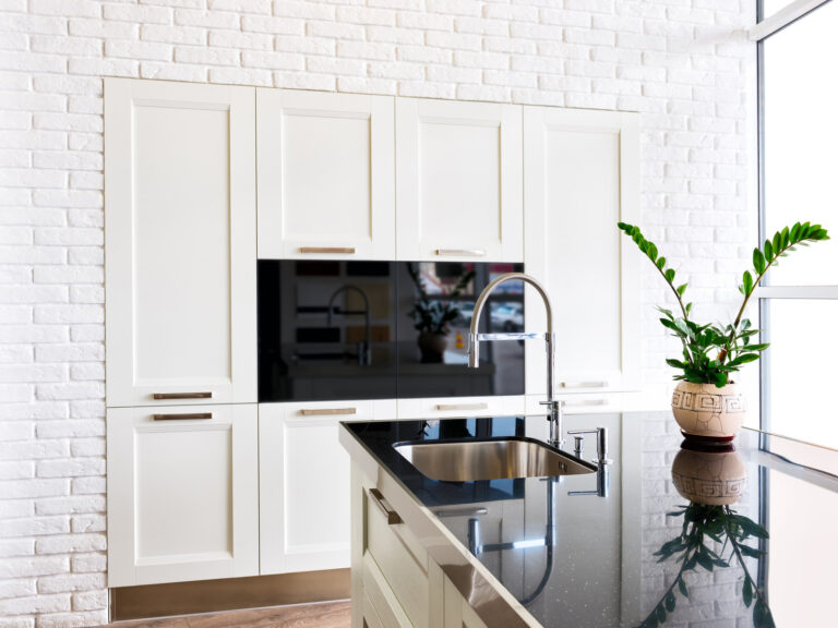 white modern kitchen room in classical style